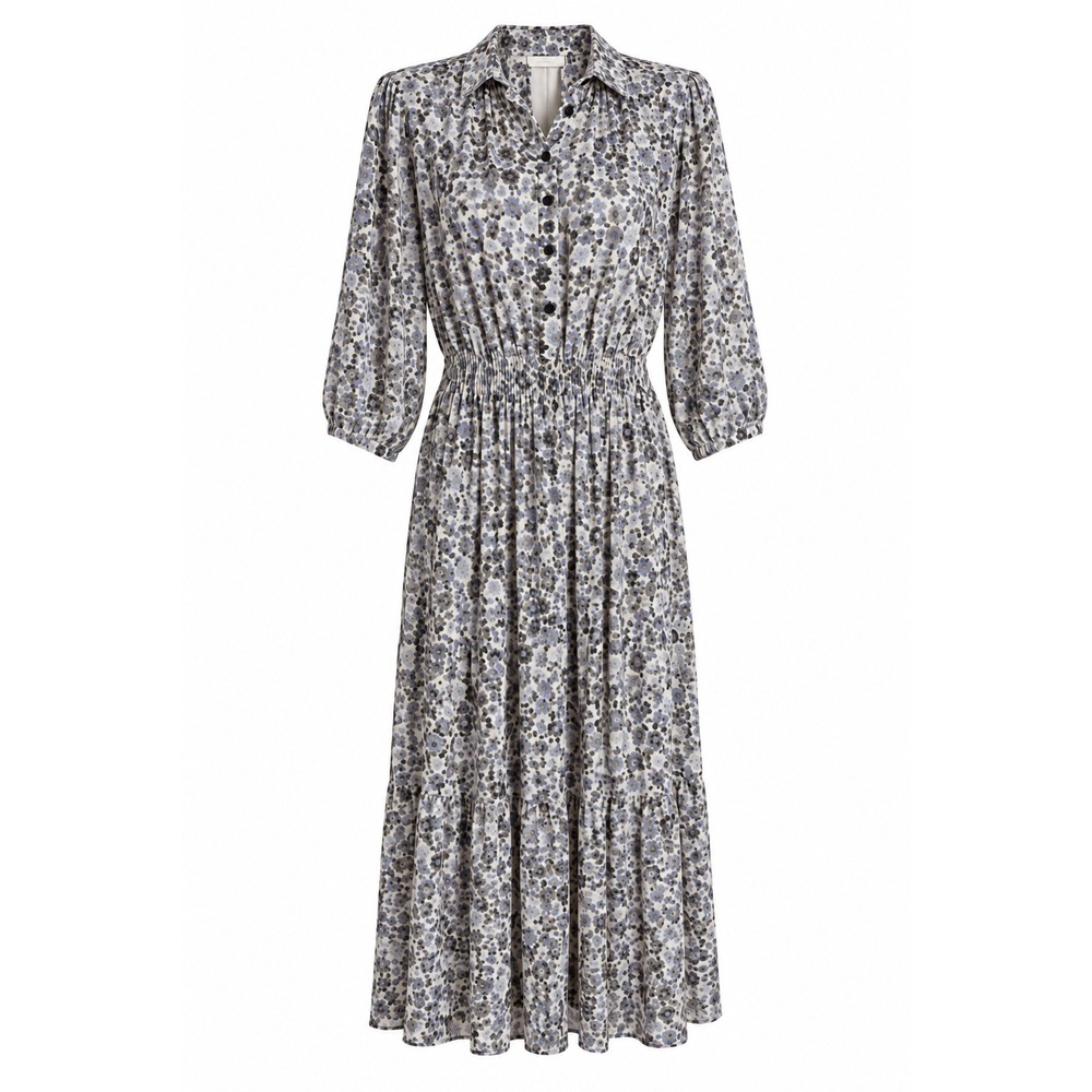 Vintage Lady Carol New York Paisley Floral Midi Dress Black White Size 12 USA